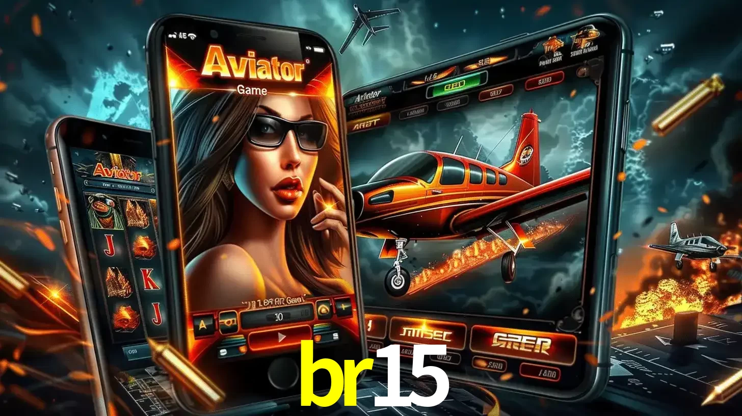 O popular jogo de apostas Aviator exibido em vários celulares e tablets, mostrando a interface emocionante e a ação de voo disponíveis para jogar agora no br15.